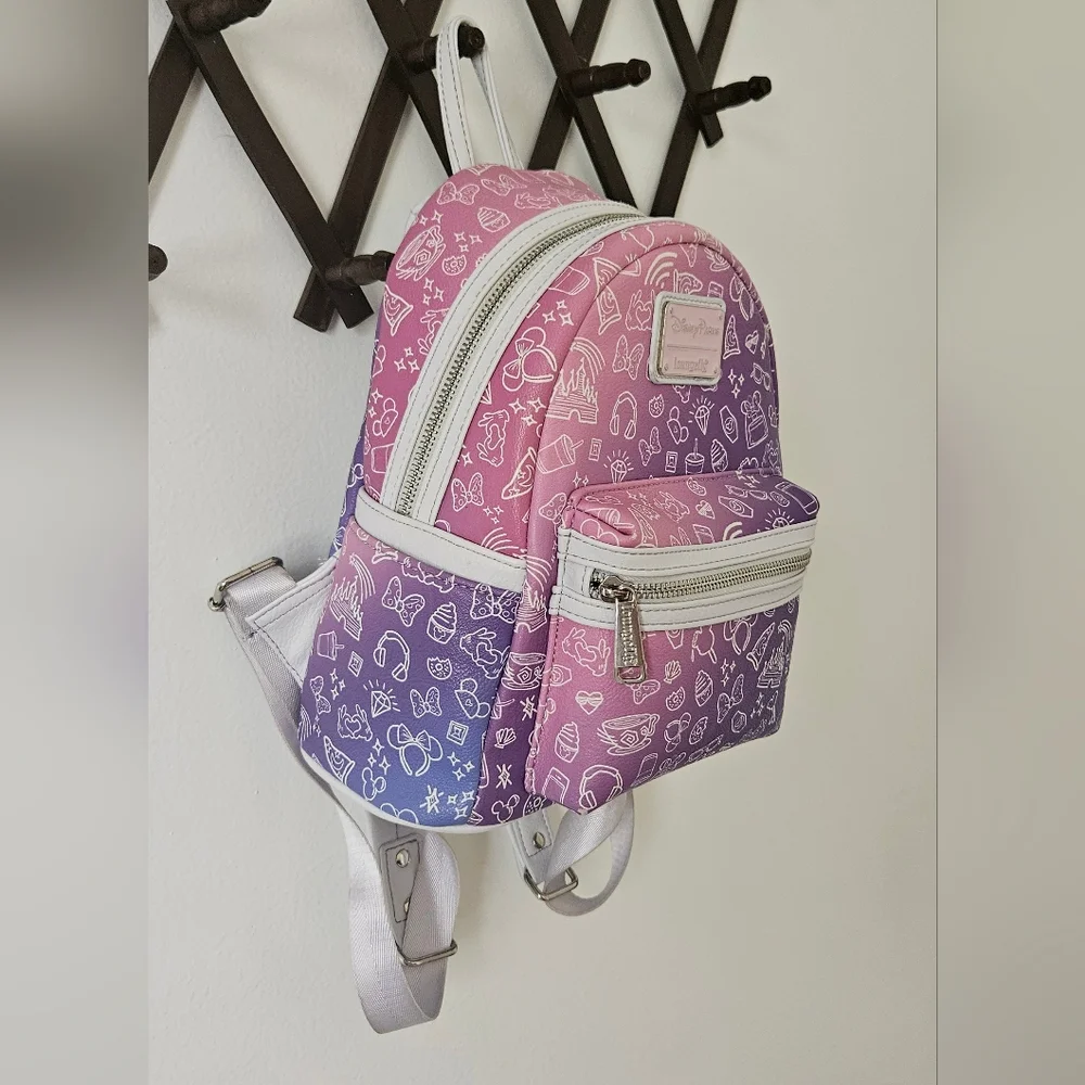 Disney Lounge Fly Pink Purple Ombre Icons Mini Backpack